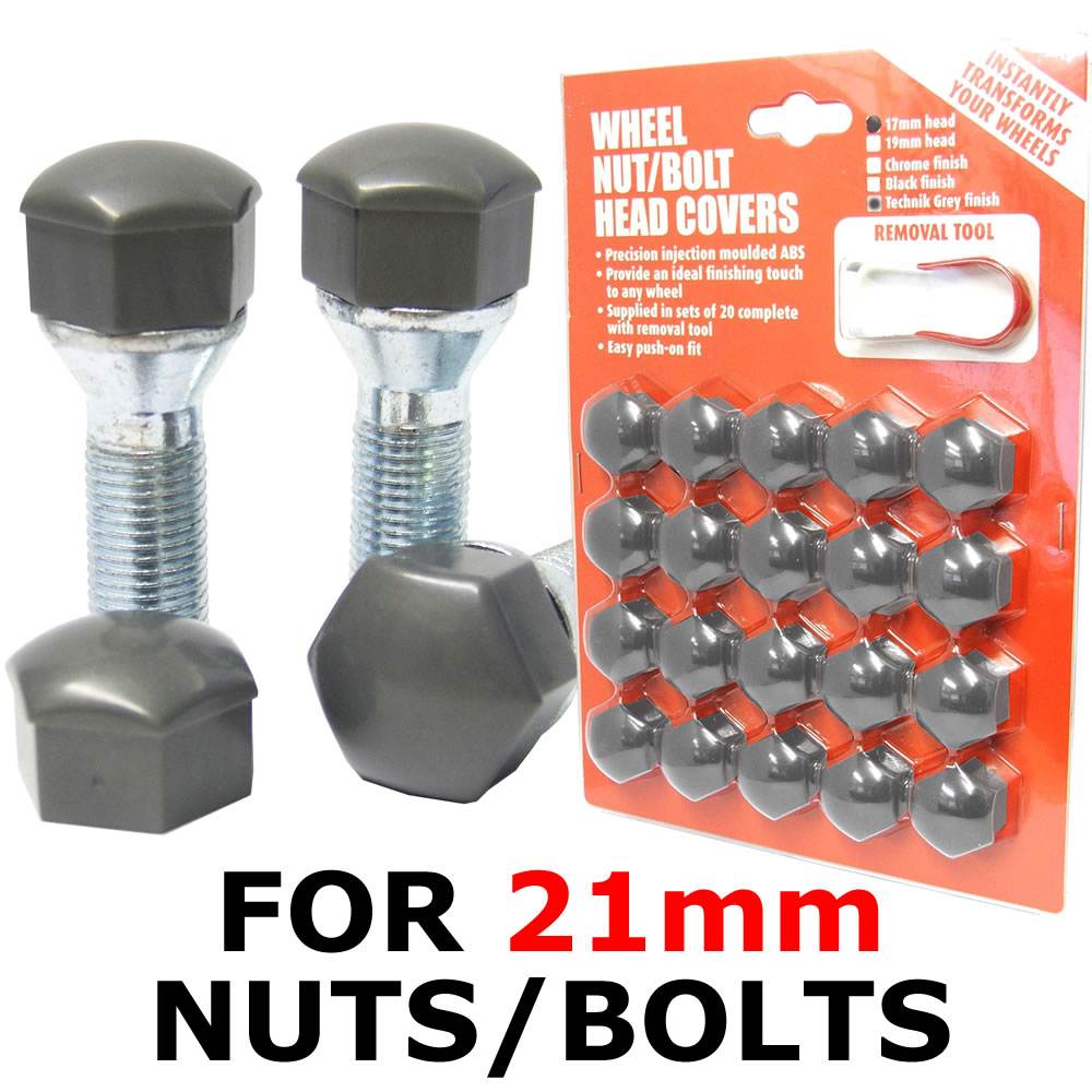 20 Car Wheel Nut / Bolt Head 21mm Grey Covers Caps Plastic Hexagonal Protectors eBay
