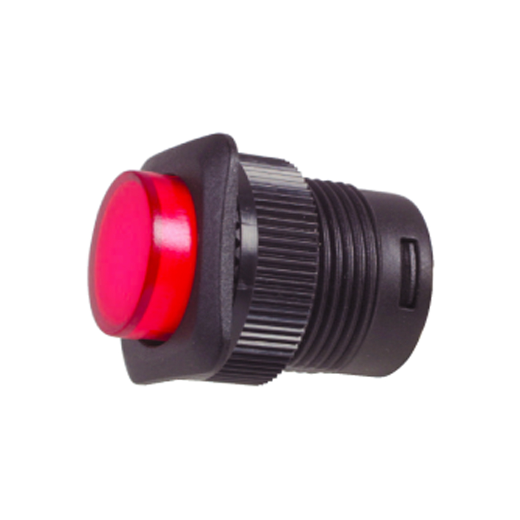 RED ILLUMINATED PUSH TO MAKE LARGE ROUND BUTTON SWITCH IN A SQUARE ...