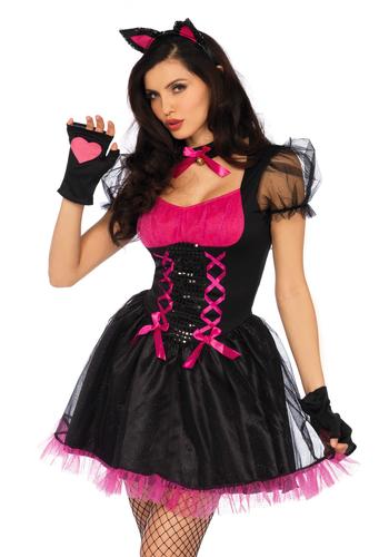 Pretty Kitty Ladies Fancy Dress Halloween Black Cat Adults Leg Avenue Costume - Picture 3 of 4