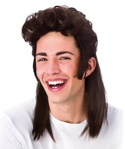 80s Mullet Wig Mens Fancy Dress 1980s Wham Rock Star Adults Costume ...