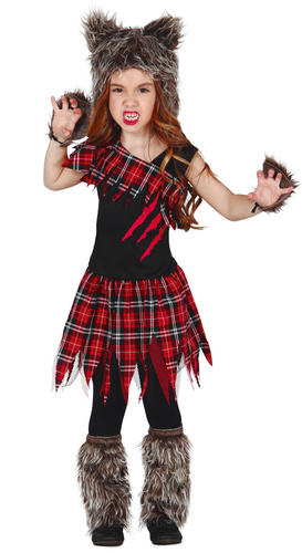 CK1263 Brown Werewolf Girl Child Wolf Halloween Horror Scary Fancy Dress Costume 