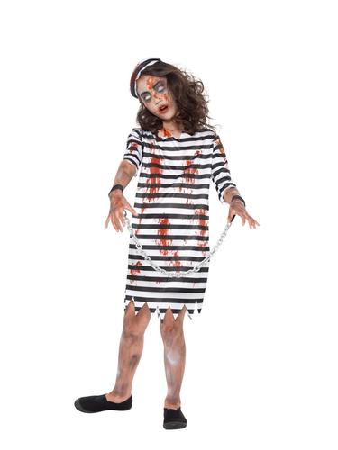 Boys Zombie Convict Costume Prisoner Halloween Fancy Dress Kids Haloween Childs
