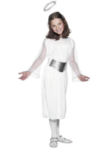 Angel + White Tights Girls Fancy Dress Christmas Nativity Kids Gabriel Costume - Picture 3 of 4