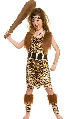 Stone Age Cave Girls Fancy Dress Book Week Wild Caveman Kids Childrens Costume - Picture 2 of 4