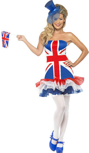 Union Jack Dress British Flag Olympics Ladies Fancy GB Costume Outfit ...