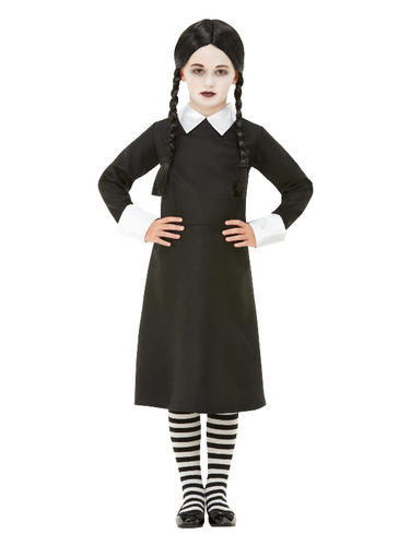 Gothic Schulmädchen + Perücke Kostüm Wednesday Addams Halloween Mädchenkostüm - Bild 8 von 8