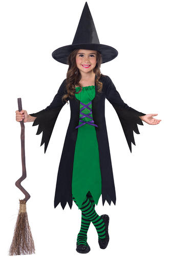 Classic Wicked Witch Girls Fancy Dress Spooky Halloween Book Day Kids Costume - Picture 4 of 5