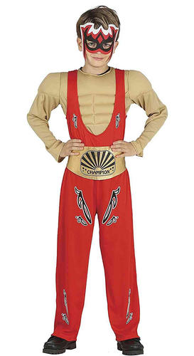 Wrestler Boys Fancy Dress Hulk Hogan WWF Fighter Kids Sports Circus Costume - Picture 3 of 3