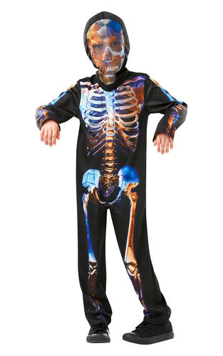 Glow in the Dark Skelett Jungen Kostüm gruselig Halloween Totenkopf Kinderkostüm - Bild 5 von 7