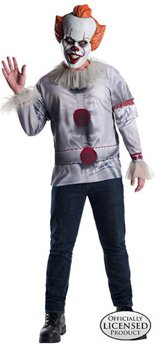 Pennywise Top + Maschera Uomo Vestito Fantasia IT Clown Halloween Horror Adulti Costume - Foto 2 di 3