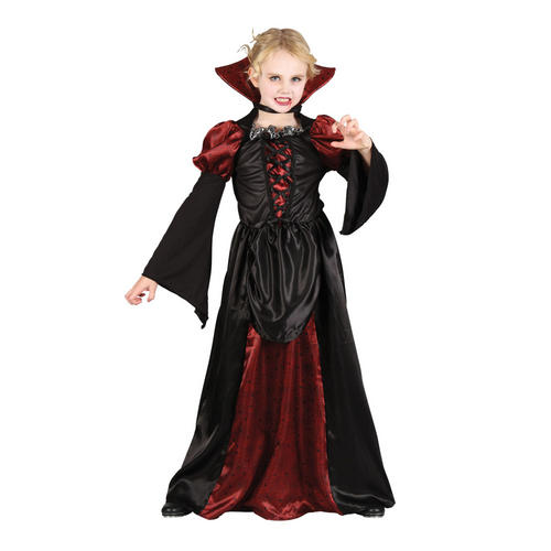 Girls Wicked Queen Vampire Princess Halloween Kids Fancy Dress Costume ...