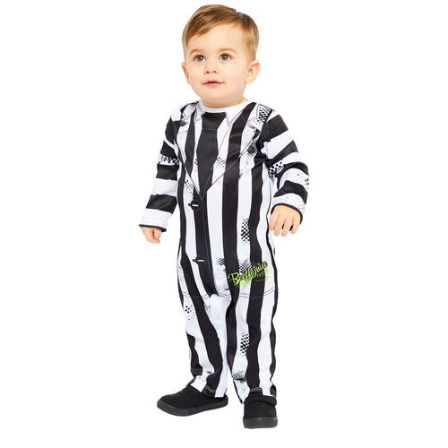 Boys Classic Beetlejuice Fancy Dress 80's Halloween Kids Toddlers Babies Costume - Picture 14 of 21