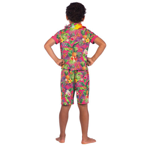 Kids Pink Hawaii Set Costume Hula Hawaiian Boys Book Week Fancy Dress Outfit - Picture 12 of 12