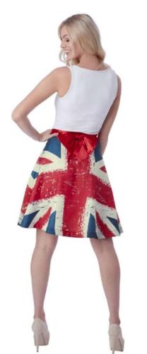 Ladies Vintage Union Jack Skirt Fancy Dress Queens Jubilee Party Costume Accesso - Picture 5 of 8
