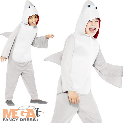 Shark Kids Fancy Dress Halloween Jaws Sea Creature Animal Boys Girls Costume New - Picture 7 of 25