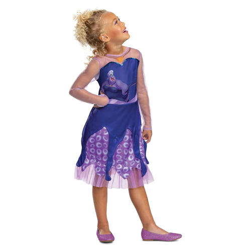 Official Girls Disney Villains Ursula Kids Fancy Dress Hallowee Costume Dress - Picture 5 of 6