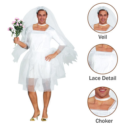Male Bride Mens Stag Do Novelty Wedding Adults Funny Fancy Dress Joke ...