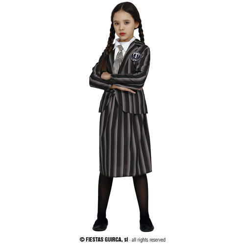 Niñas Wednesday The Addams Familia Elegante Vestido Halloween Niños Disfraces Niños Reino Unido - Imagen 16 de 17