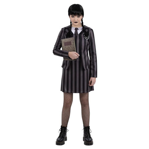 Niñas Wednesday The Addams Familia Elegante Vestido Halloween Niños Disfraces Niños Reino Unido - Imagen 10 de 17