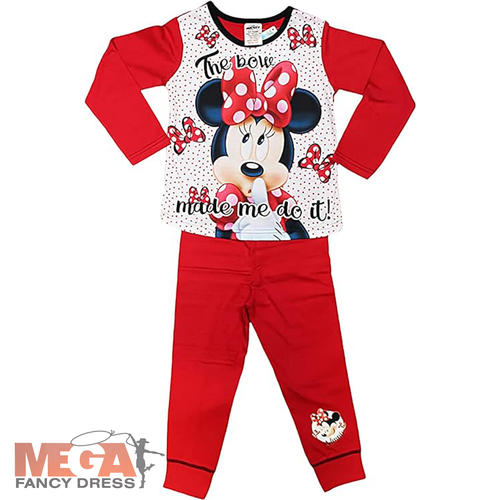Official Disney Minnie Mouse Girls Pjs Kids Character Nightwear Pyjamas 4-10 Yrs - Picture 2 of 7
