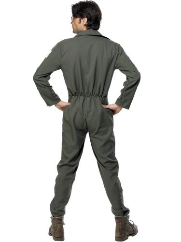 Top Gun Deluxe Pilot Mens 1980s Fancy Dress Adults Army Uniform Costume Outfit - Bild 13 von 13
