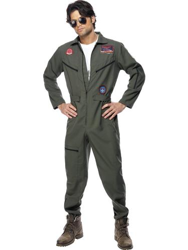 Top Gun Deluxe Pilot Mens 1980s Fancy Dress Adults Army Uniform Costume Outfit - Bild 11 von 13