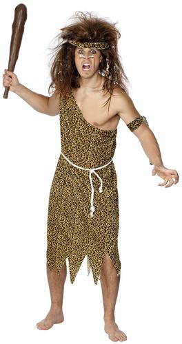 Caveman Tarzan Mens Cave Man Fancy Dress Adult Stag Party Costume Jungle Outfit - Picture 3 of 4