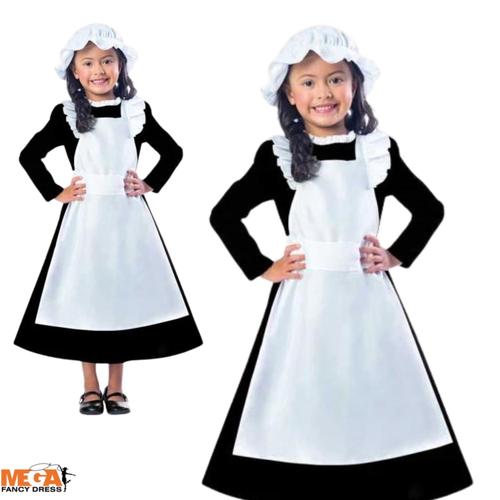 Victorian Poor Maid Girl Kid Book Day Historical Fancy Dress Child Costume Girls