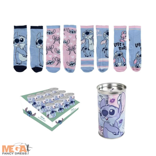 4 Pack Disney Lilo & Stitch Socks + Gift Tin Girls Christmas Gifts STocking Fill - Picture 9 of 12