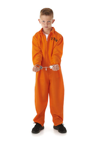 Boys Prisoner Costume + Cuffs Kids Convict Halloween Hannibal Childs Fancy Dress - Picture 7 of 7