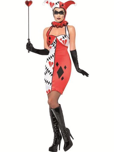 Sinister Jester Ladies Fancy Dress Cirque Circus Harlequin Halloween Costume - Picture 4 of 6