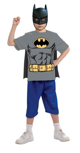 Batman Boys T-shirt + Mask Superhero Fancy Dress Kids Movie Costume Childs Top - Picture 3 of 3