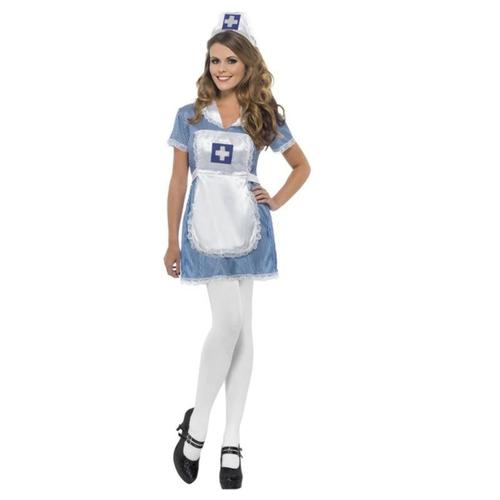Sexy Nurse Costume Ladies Uniform Fancy Dress Doctors ER Womens Outfit + Hat NEW - Picture 8 of 12