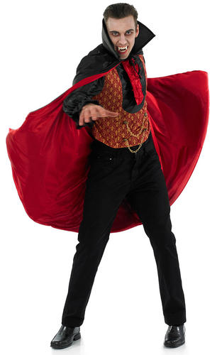Count Dracula Mens Fancy Dress Halloween Vampire Adults Costume Outfit with Cape - Picture 2 of 6