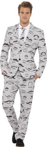 Moustache Stand Out Suit Mens Fancy Dress Stag Party Adults Movember Costume - Picture 6 of 7