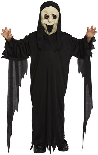 Demon Ghost + Mask Childrens Halloween Fancy Dress Kids Horror Childs Costume - Picture 3 of 4