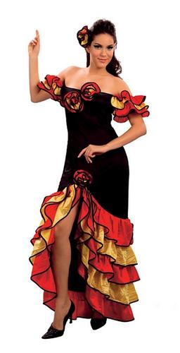 Spanish Senorita Ladies Fancy Dress Flamenco Dancer Mexican Womens ...