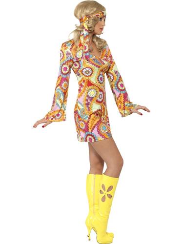 Hippie Küken 60er Jahre Kostüm Sixties Hippie Damen Erwachsene 60s Kostüm UK 8-18 - Bild 3 von 4