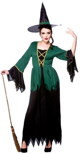 Green Witches Women Fancy Dress Halloween Fairytale Creepy Spooky Scary Costumes - Picture 7 of 8