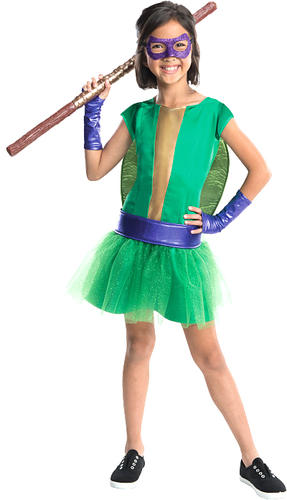 Deluxe Mutant Ninja Turtle Girls Fancy Dress TMNT Superhero Childs Kids ...