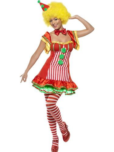 Striped Clown Ladies Fancy Dress Carnival Circus Fun Womens Adult Costume Outfit - Picture 3 of 3