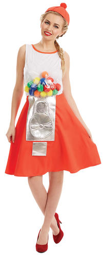 Kaugummiball Damen Kostüm Retro 80er Jahre Essen Spaß Henne Damen Erwachsene Kostüm Outfit - Bild 3 von 3