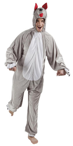 Wolf Jumpsuit Adults Fancy Dress Animal Book Day Week Mens Ladies Costume Outfit