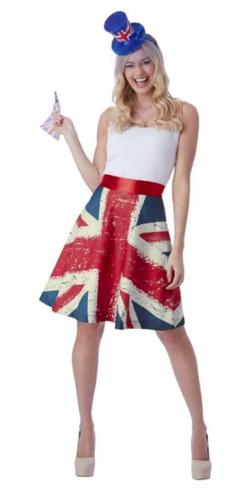 Ladies Vintage Union Jack Skirt Fancy Dress Queens Jubilee Party Costume Accesso - Picture 2 of 8