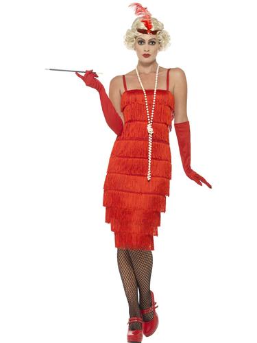 Rotes langes Flapper Damen Kostüm 20er Jahre Jazz Charleston Damen Erwachsene Kostüm - Bild 8 von 15