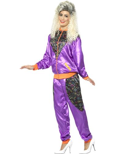Retro Shell Suit Ladies Fancy Dress Tracksuit 1980s Scouser Womens 80s Costume - Picture 7 of 8