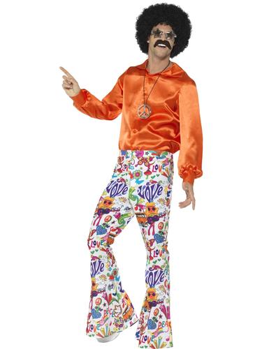 Groovy Flared Trousers Mens 60s 70s Fancy Dress Disco Hippy Hippie Adult Costume - Bild 3 von 4