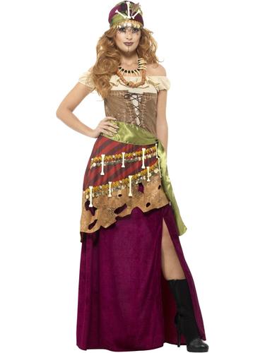 Deluxe Voodoo Adults Fancy Dress Halloween Black Magic Mens Ladies Costumes - Picture 5 of 6