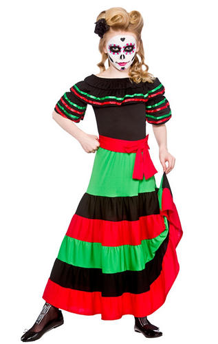 Day Of The Dead Senorita Girls Halloween Fancy Dress Scary Kids HG 6047 263025090194