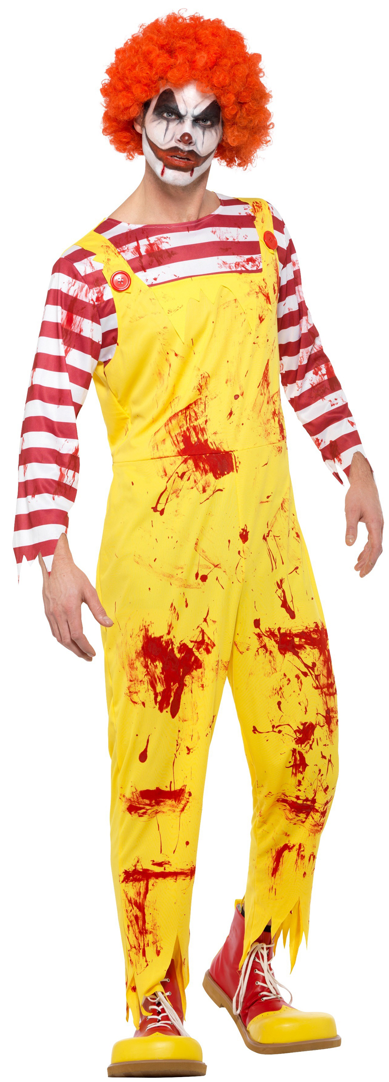Yellow /& Red COST-M NEW UK IMPORT with Jumpsuit Kreepy Killer Clown Costume